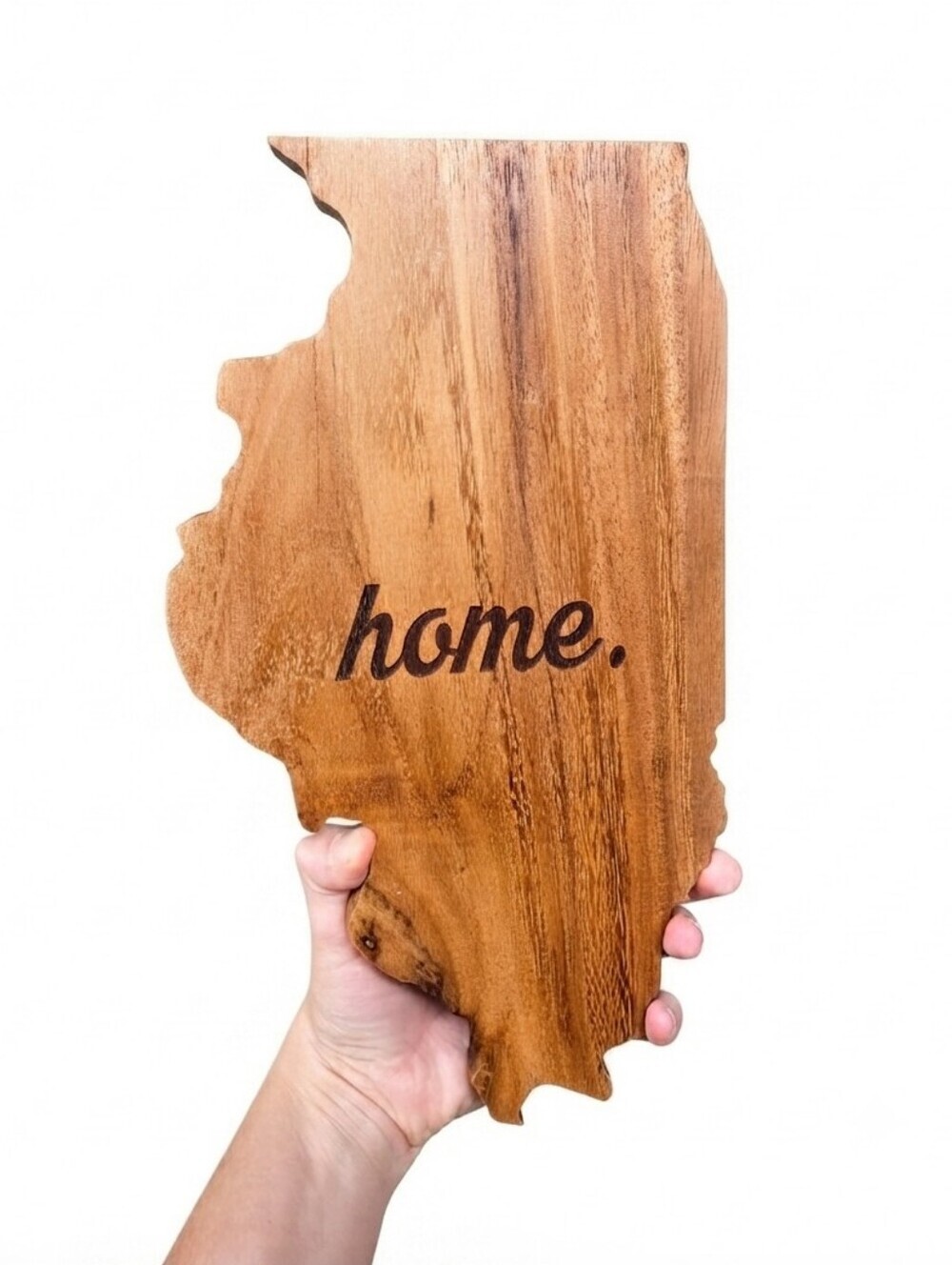 Illinois State Wood Cutout Wall Decor "home." Engraved Rustic Wooden Sign